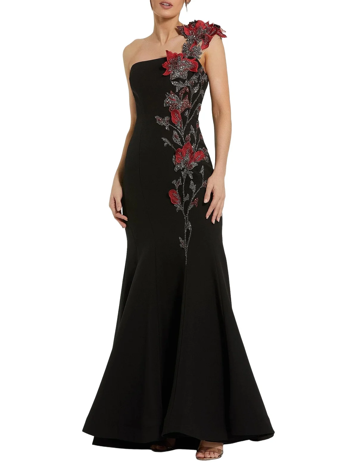 Women's Embellished Floral Crepe Mermaid Gown Women's Embellished Floral Crepe Mermaid Gown