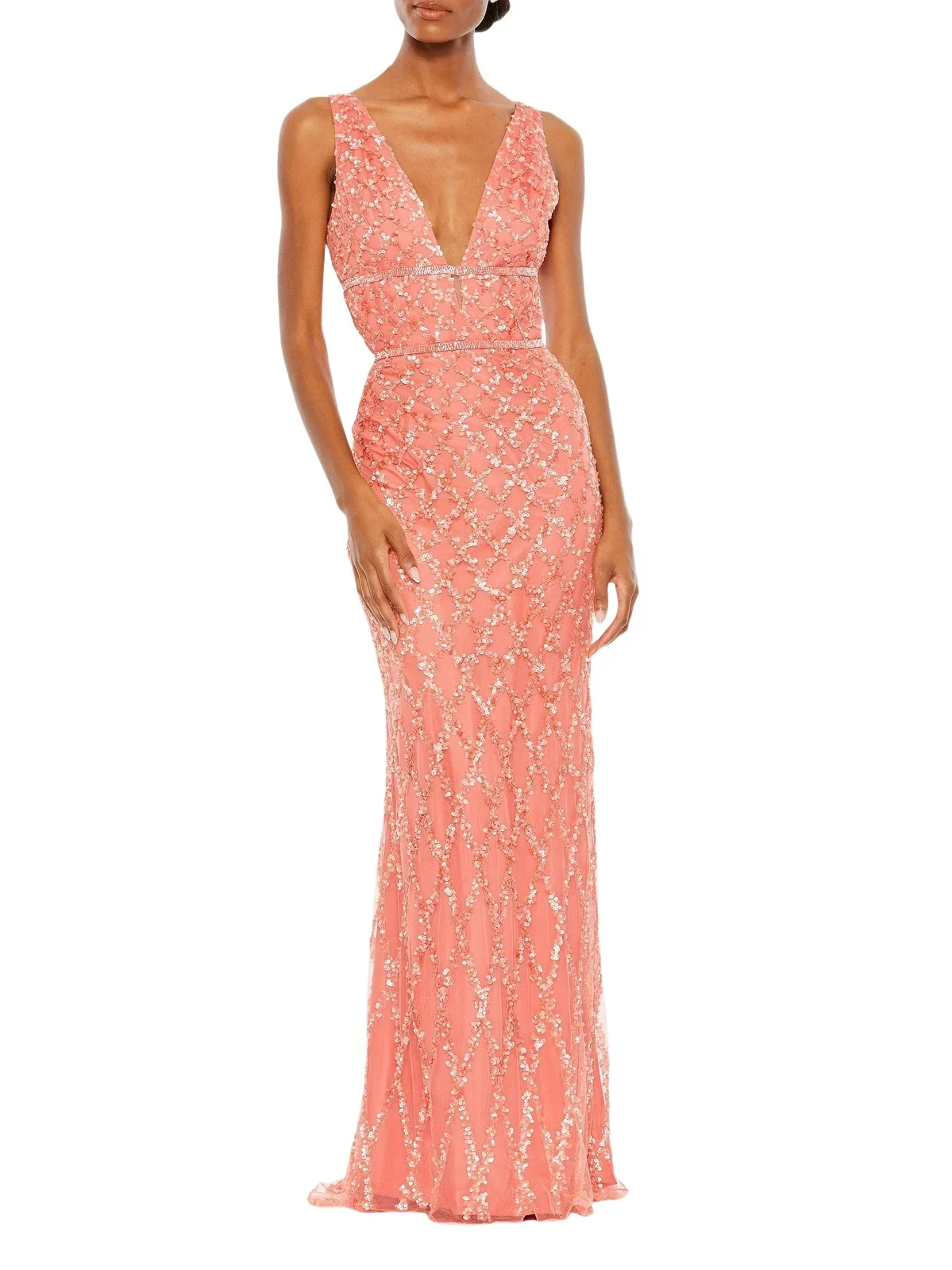 Women's Embellished V-Neck Column Gown Women's Embellished V-Neck Column Gown