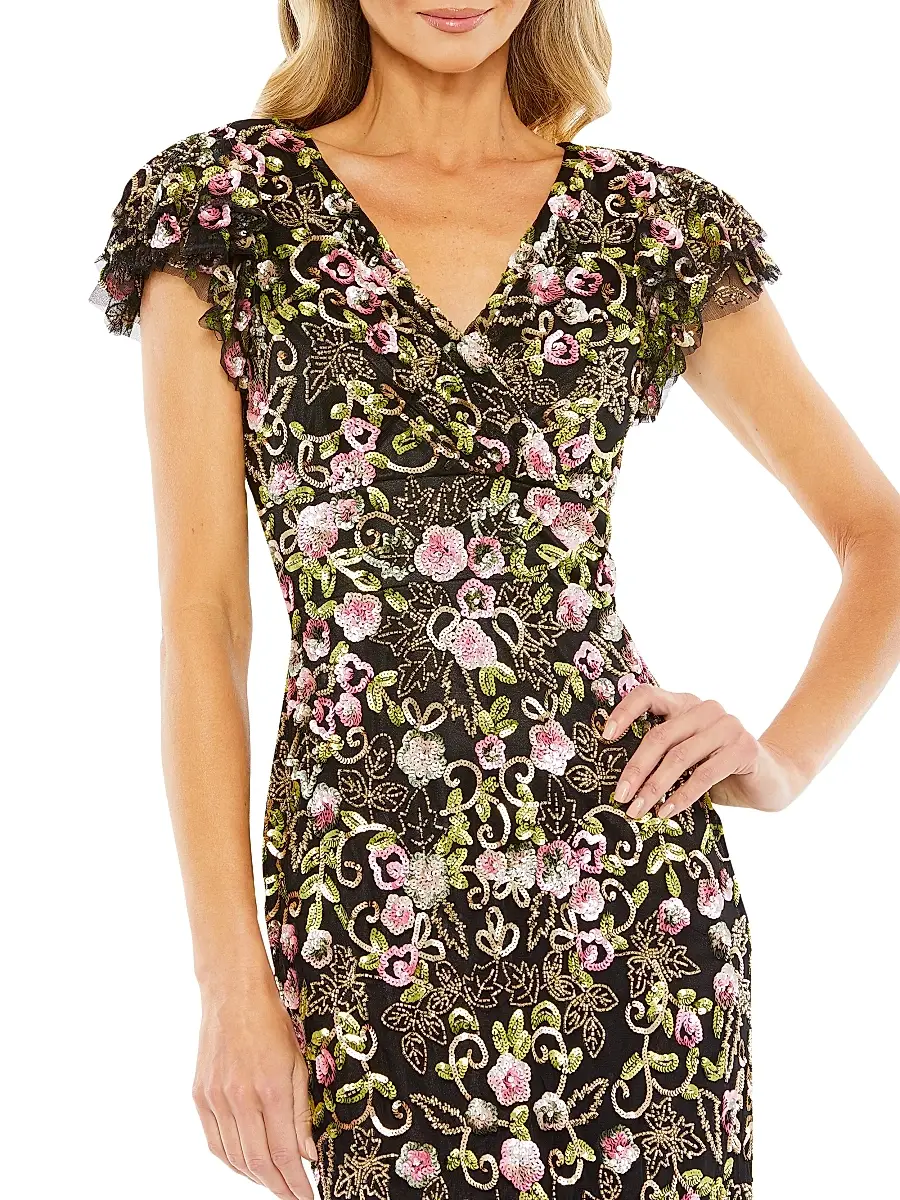 Mac Duggal Women's Embellished Cap-Sleeve Dress | Thumbnail 3 Mac Duggal Women's Embellished Cap-Sleeve Dress | Thumbnail 3