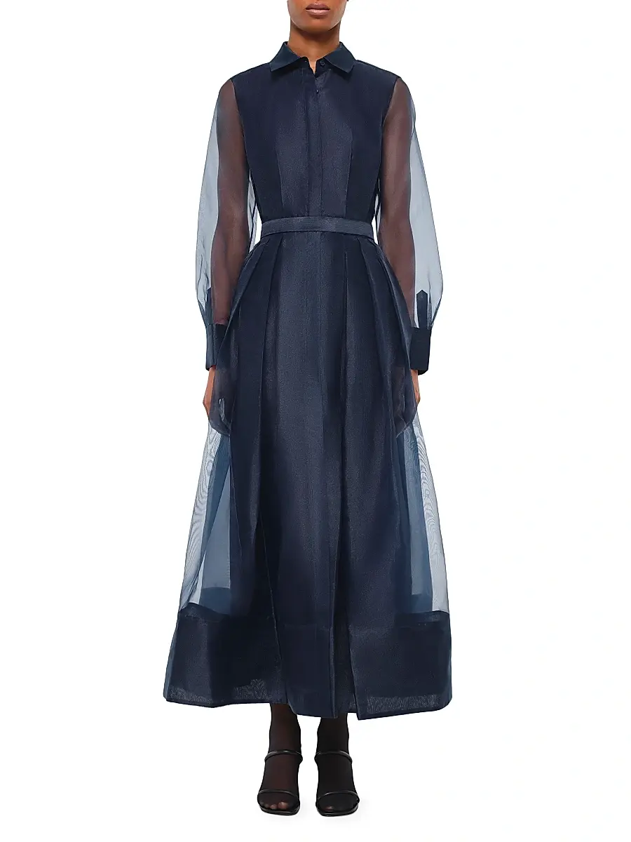 Simkhai Women's Montgomery Organza Button-Front Gown - Midnight | Image 1 Simkhai Women's Montgomery Organza Button-Front Gown - Midnight | Image 1