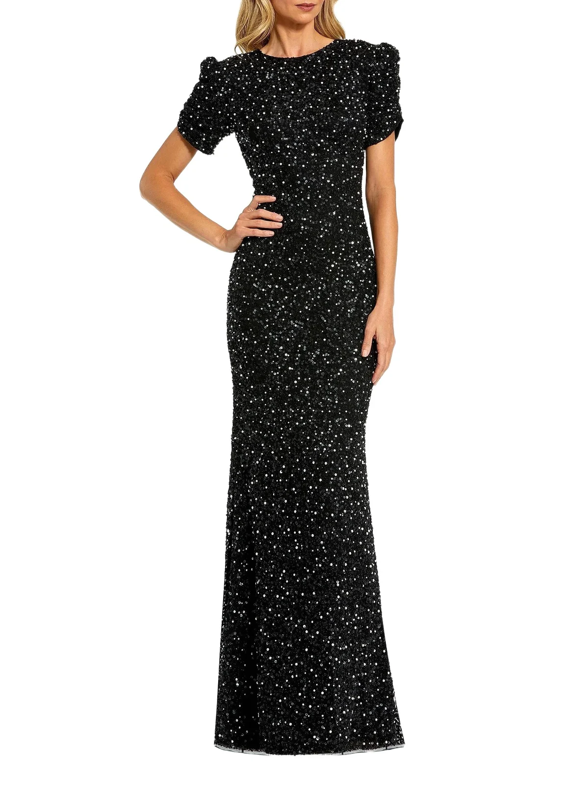 Women's Beaded Short-Sleeve Gown