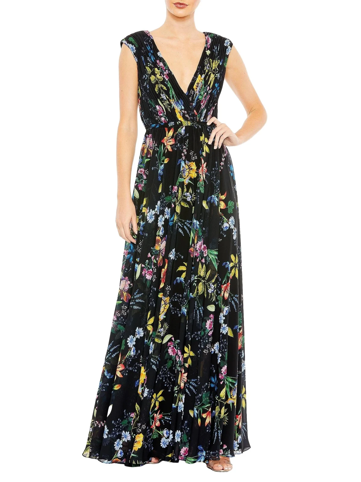 Women's Pleated Floral A-Line Gown Women's Pleated Floral A-Line Gown