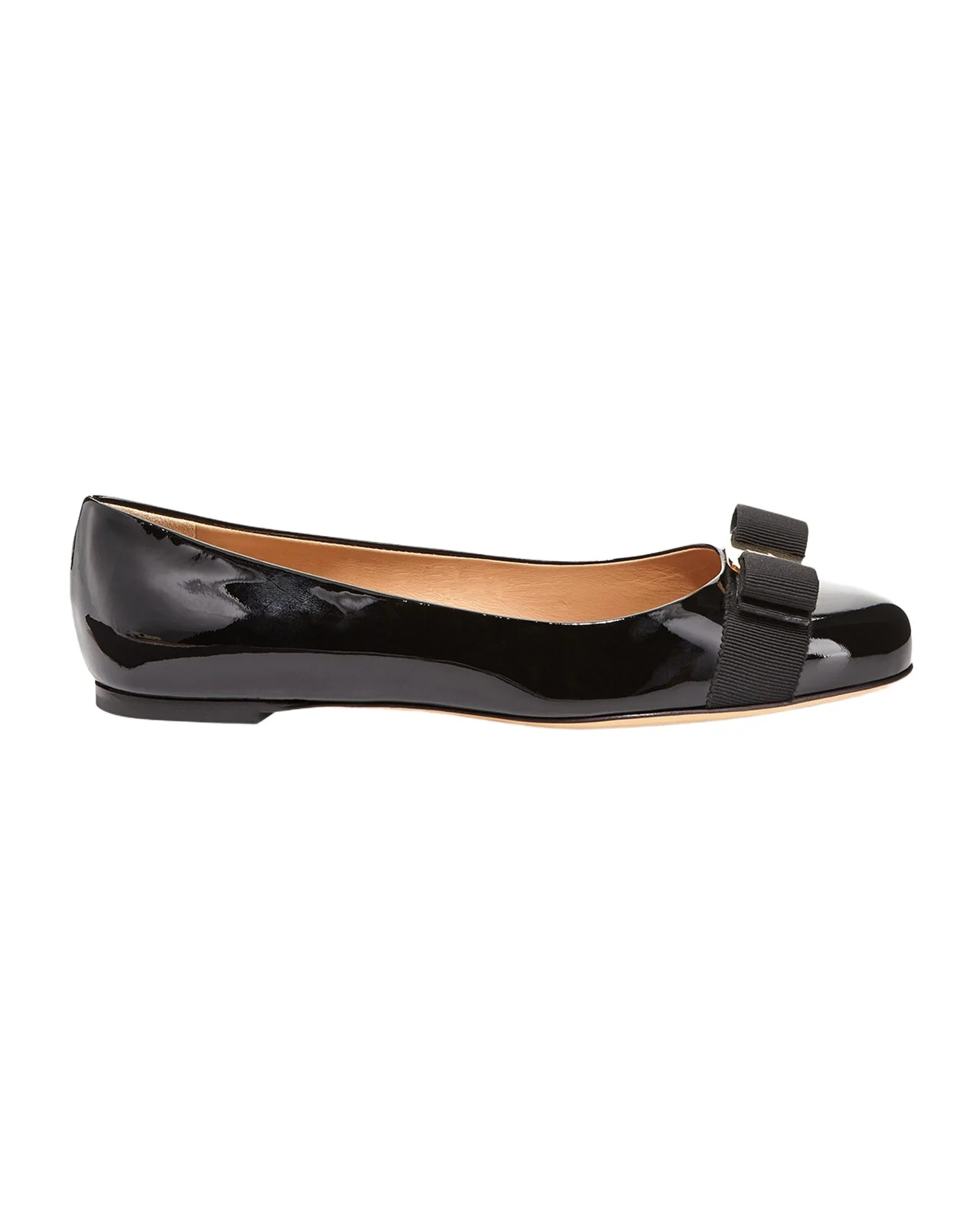 Ferragamo Varina Patent Leather Bow Ballerina Flats