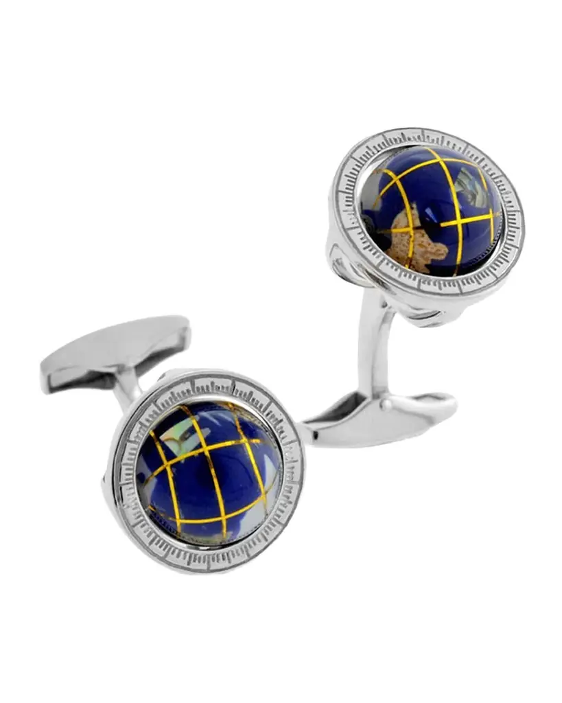Tateossian Blue Lapis Globe Cuff Links | Image 1 Tateossian Blue Lapis Globe Cuff Links | Image 1