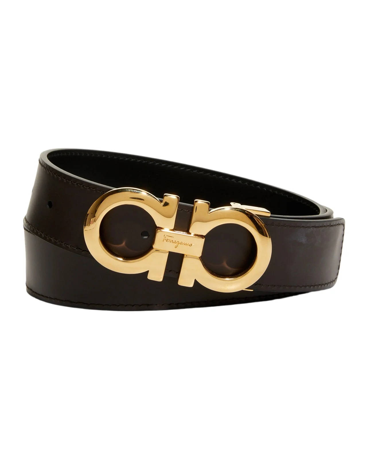 Men's Reversible Double-Gancini Leather Belt Men's Reversible Double-Gancini Leather Belt