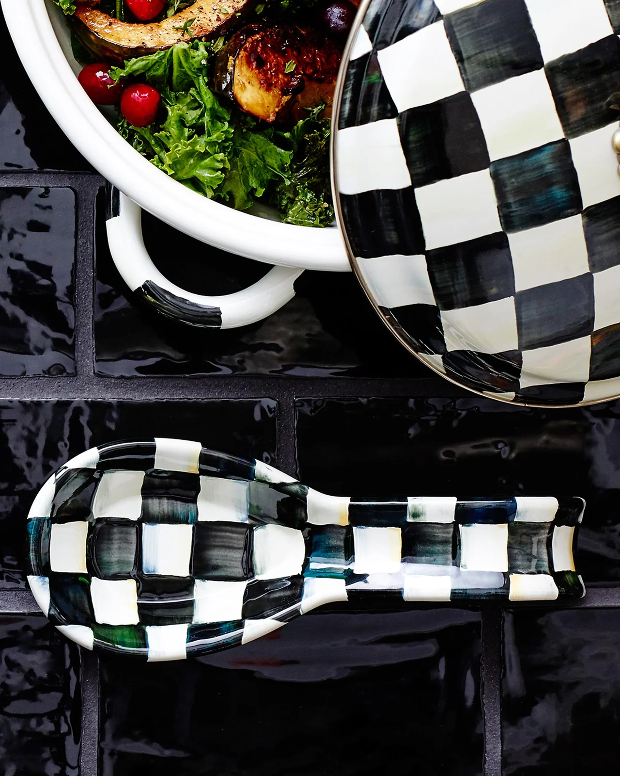 MacKenzie-Childs Courtly Check Enamel Spoon Rest