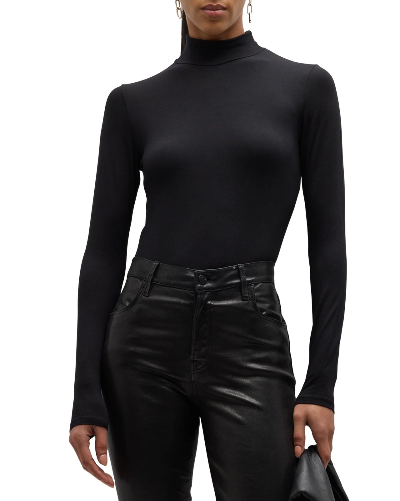 MAJESTIC FILATURES Soft Touch Mock Turtleneck Top