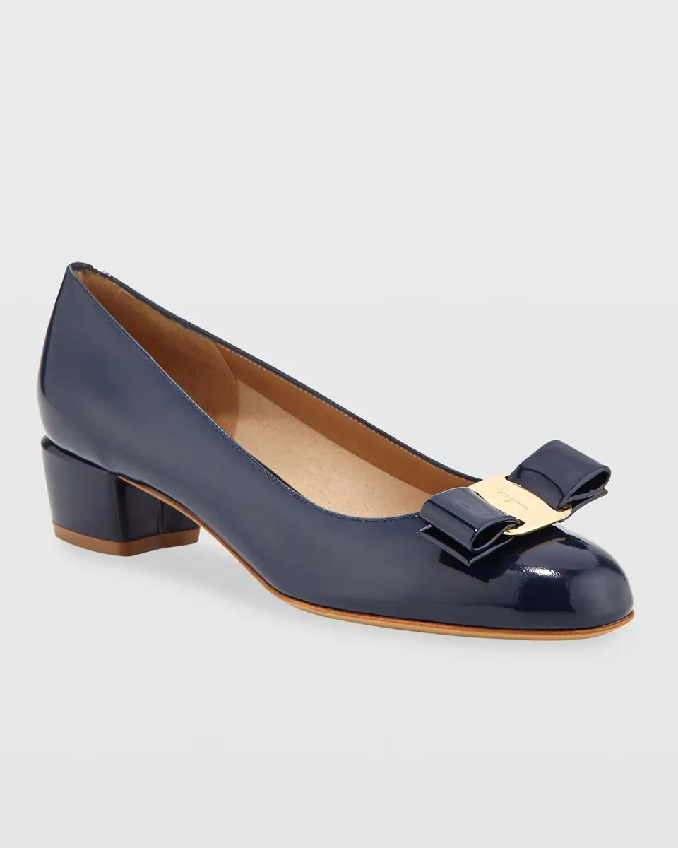 Ferragamo Vara Bow Leather Low Pumps | Thumbnail 2
