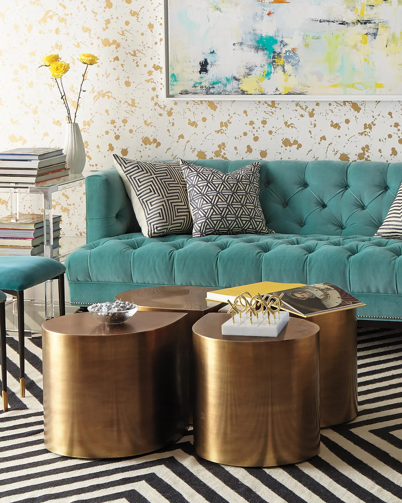 Jonathan Adler Brass Teardrop Table