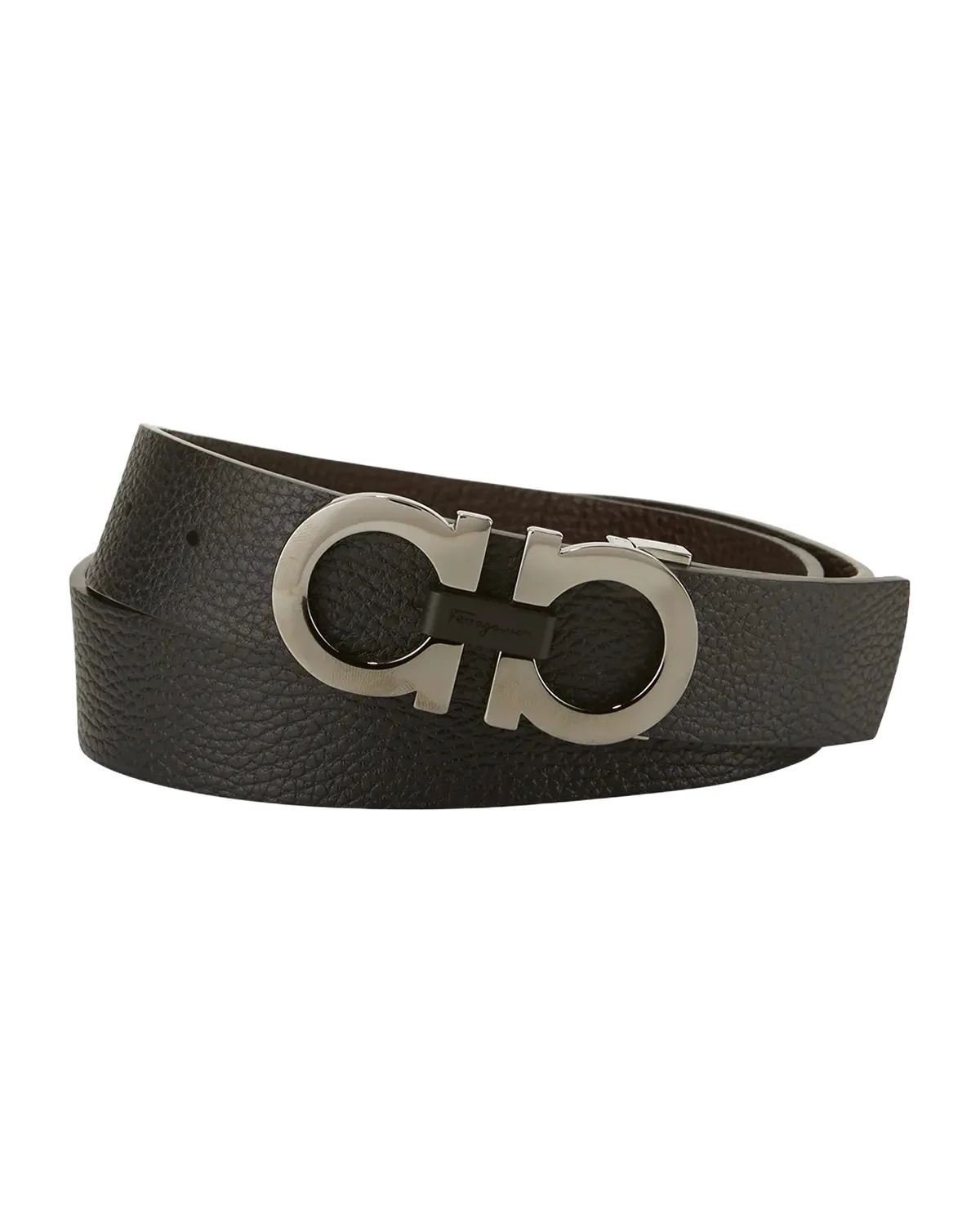 Ferragamo Moufflon Adjustable & Reversible Double-Gancini Buckle Leather Belt