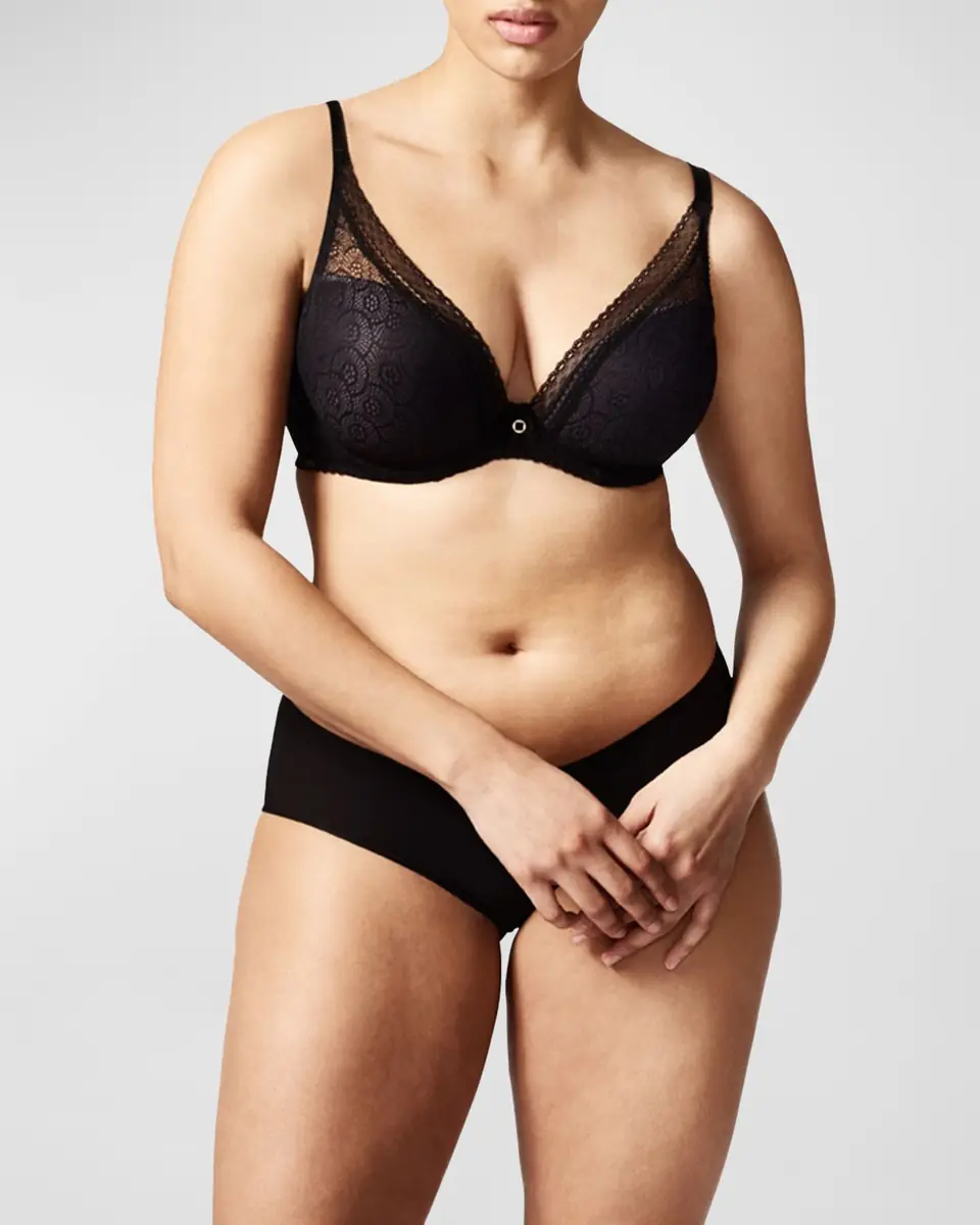 Chantelle Festivite Lace Plunge Bra, Bright Pink | Thumbnail 3 Chantelle Festivite Lace Plunge Bra, Bright Pink | Thumbnail 3