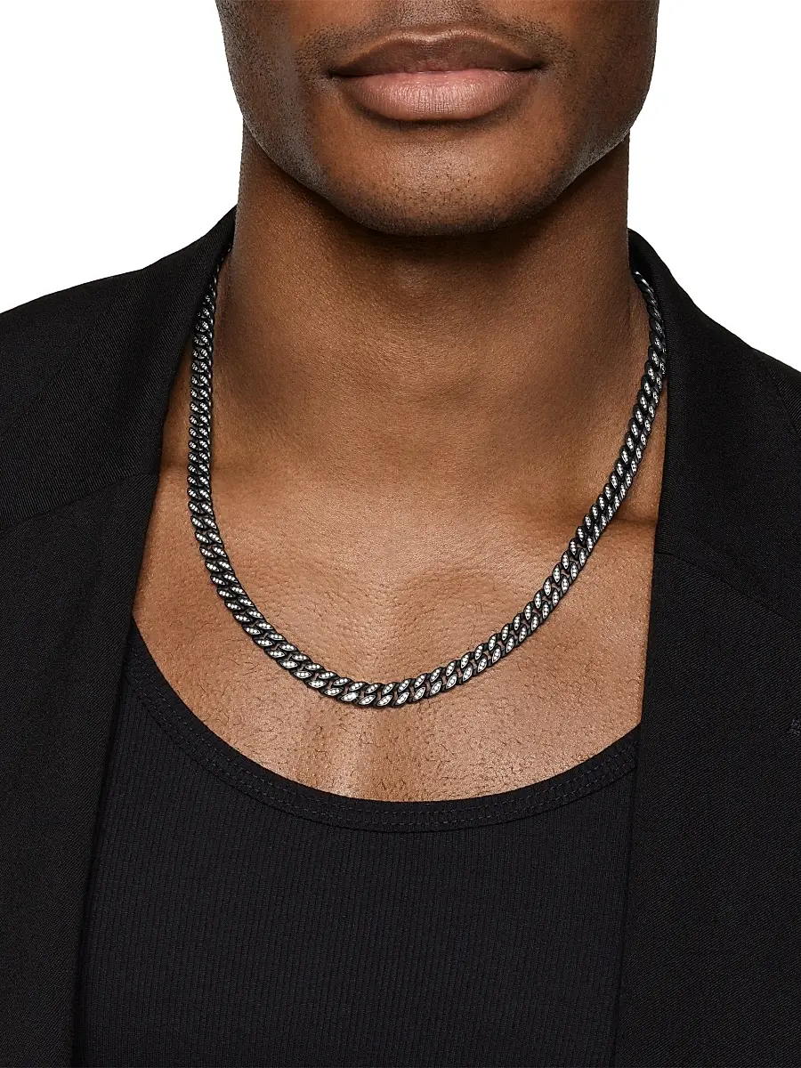David Yurman Men's Curb Chain Necklace in Black Titanium - Diamond | Thumbnail 2