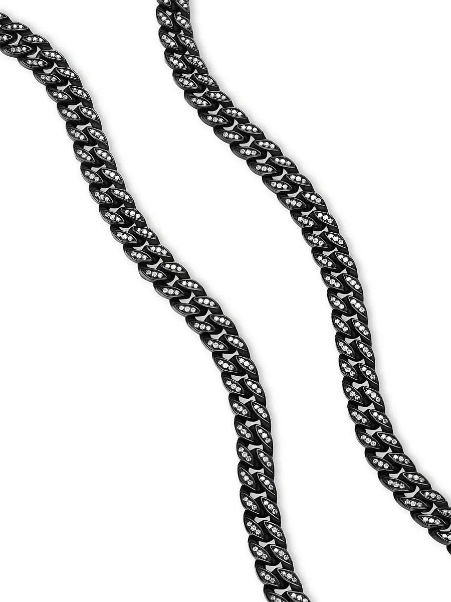 David Yurman Men's Curb Chain Necklace in Black Titanium - Diamond | Thumbnail 3