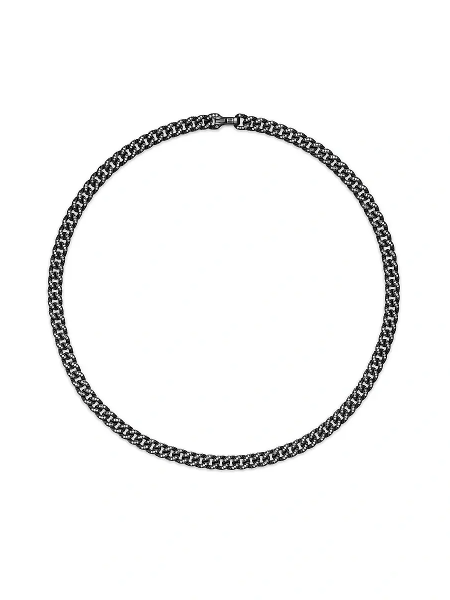 David Yurman Men's Curb Chain Necklace in Black Titanium - Diamond | Thumbnail 4