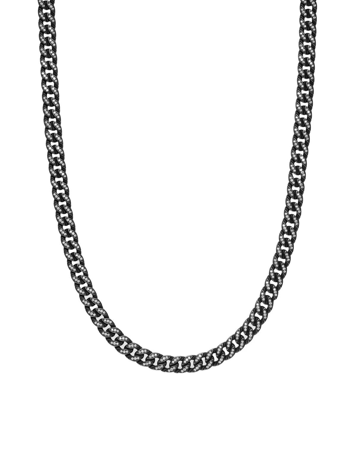 David Yurman Men's Curb Chain Necklace in Black Titanium - Diamond