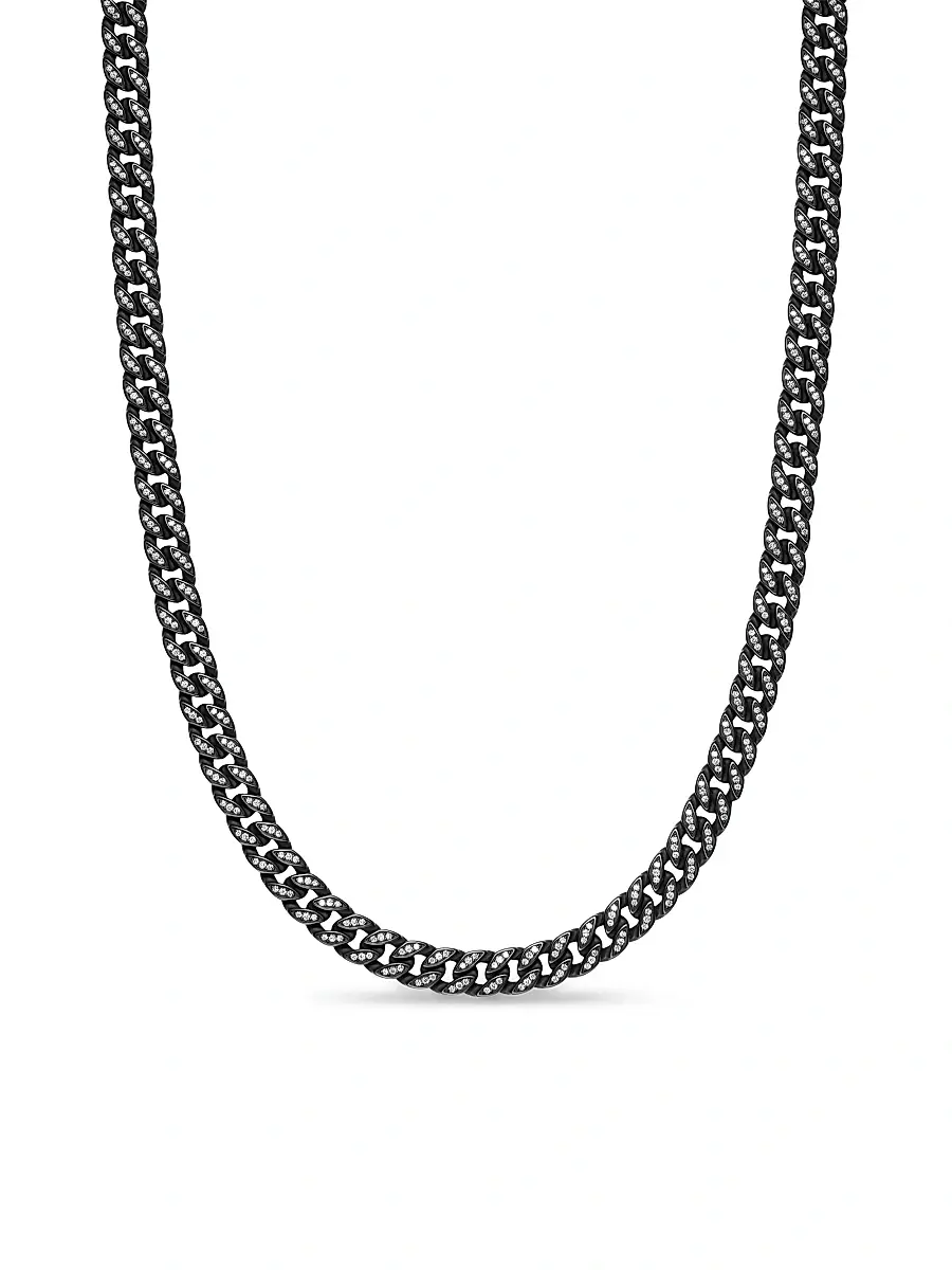 David Yurman Men's Curb Chain Necklace in Black Titanium - Diamond