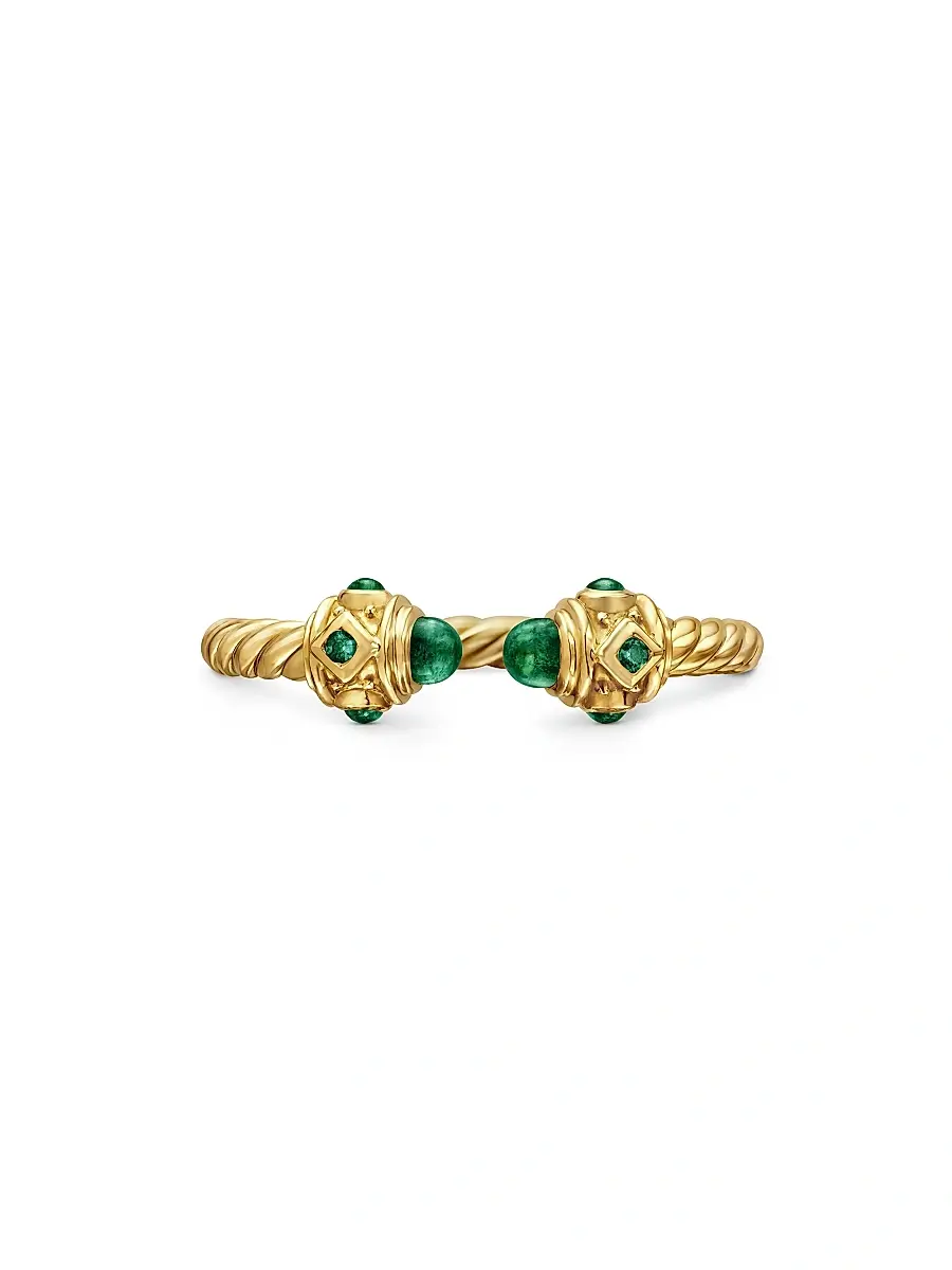David Yurman Women's Renaissance Open Ring in 18K Gold With Gemstones - Emerald | Thumbnail 4 David Yurman Women's Renaissance Open Ring in 18K Gold With Gemstones - Emerald | Thumbnail 4