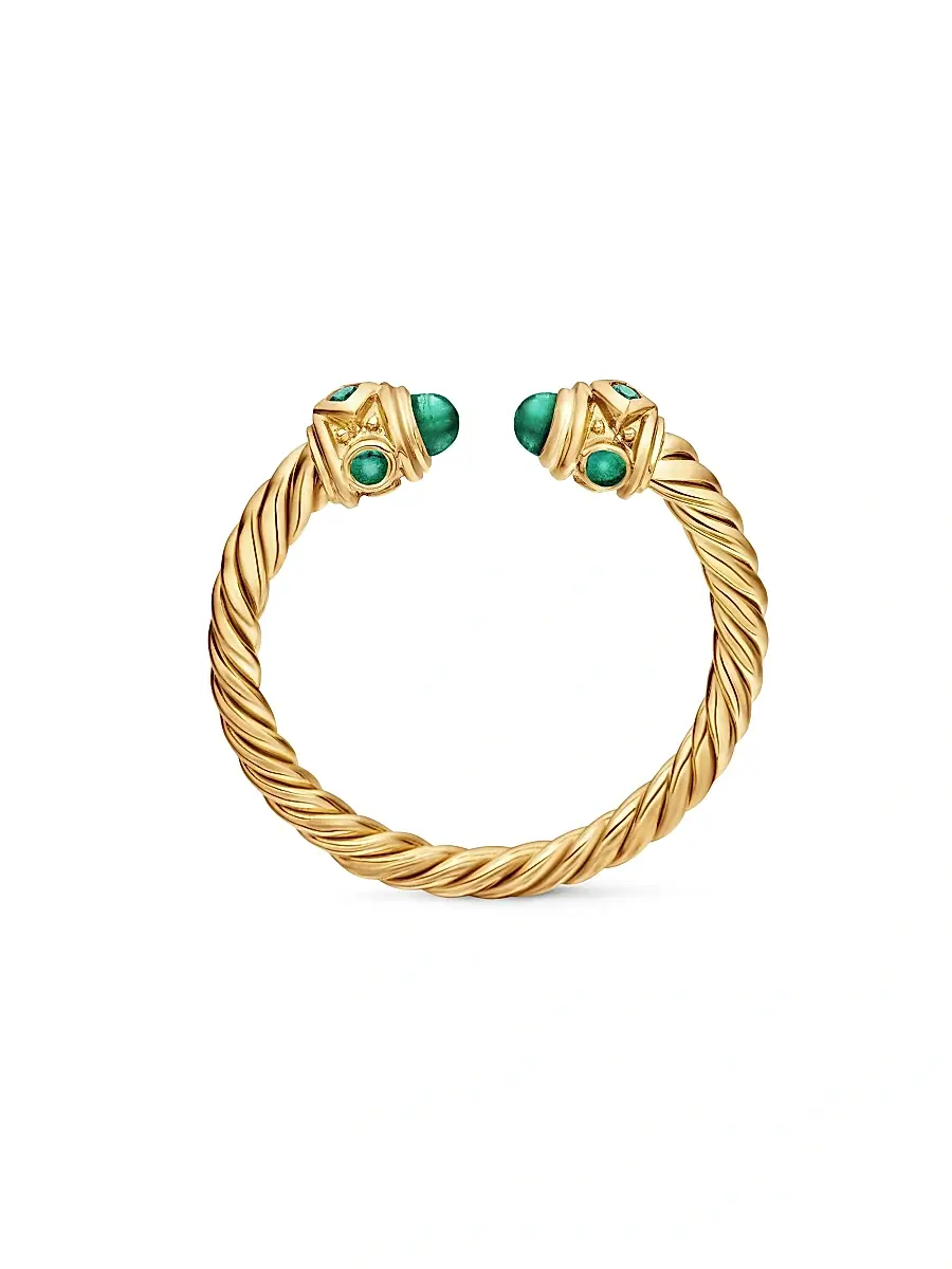 David Yurman Women's Renaissance Open Ring in 18K Gold With Gemstones - Emerald | Thumbnail 5 David Yurman Women's Renaissance Open Ring in 18K Gold With Gemstones - Emerald | Thumbnail 5