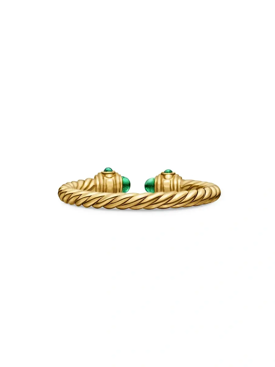 David Yurman Women's Renaissance Open Ring in 18K Gold With Gemstones - Emerald | Thumbnail 6 David Yurman Women's Renaissance Open Ring in 18K Gold With Gemstones - Emerald | Thumbnail 6