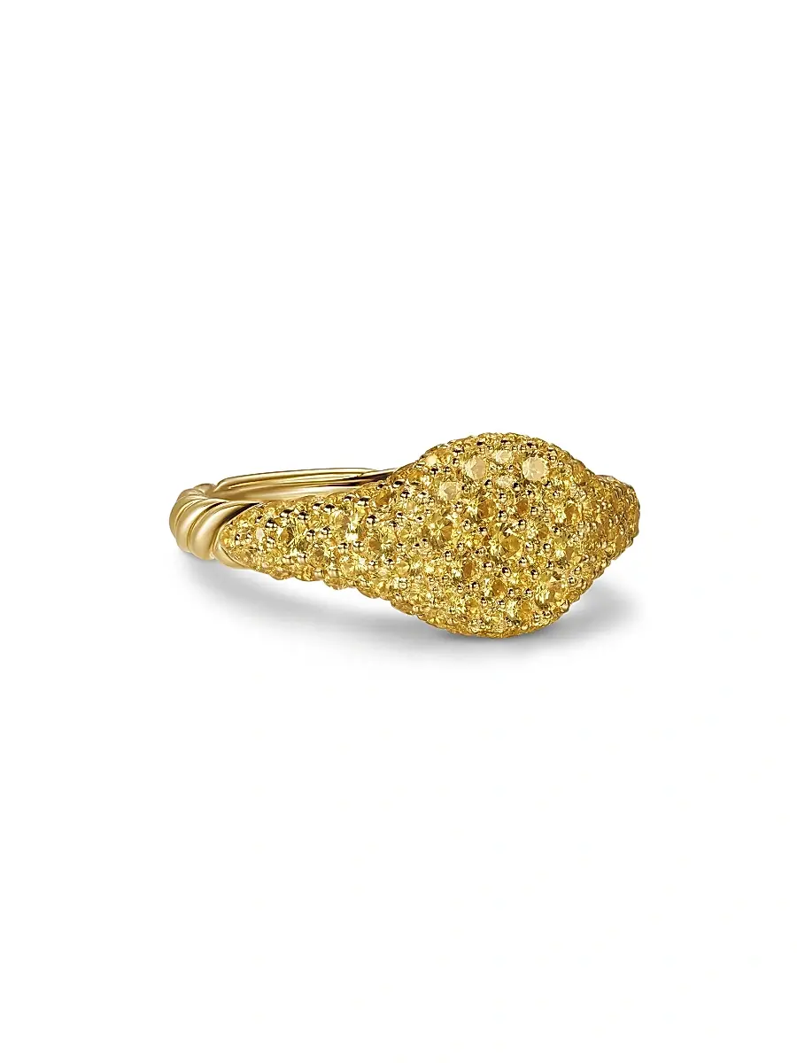 David Yurman Women's Petite Pavé Pinky Ring in 18K Yellow Gold - Yellow Sapphire | Image 1 David Yurman Women's Petite Pavé Pinky Ring in 18K Yellow Gold - Yellow Sapphire | Image 1