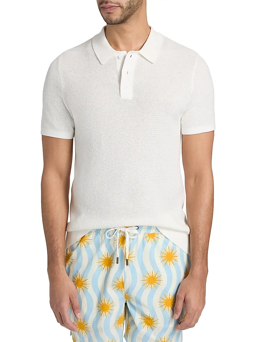 Onia Men's Textured Knit Polo Shirt | Thumbnail 3 Onia Men's Textured Knit Polo Shirt | Thumbnail 3