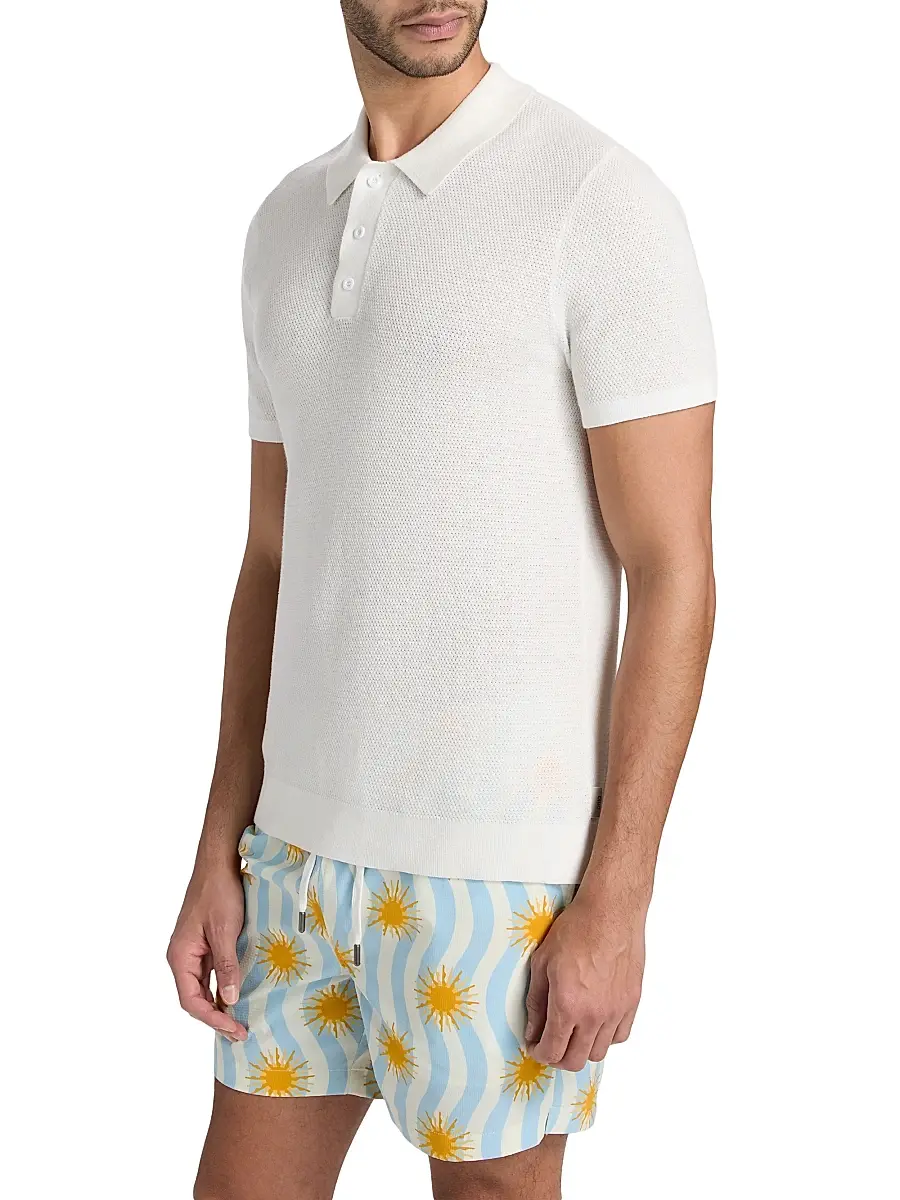 Onia Men's Textured Knit Polo Shirt | Thumbnail 4 Onia Men's Textured Knit Polo Shirt | Thumbnail 4