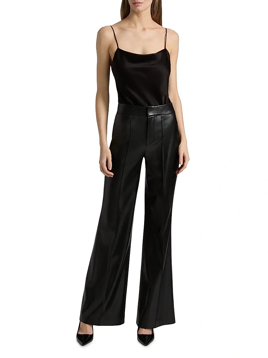 Alice + Olivia Women's Dylan Wide-Leg Faux Leather Pants | Thumbnail 2 Alice + Olivia Women's Dylan Wide-Leg Faux Leather Pants | Thumbnail 2