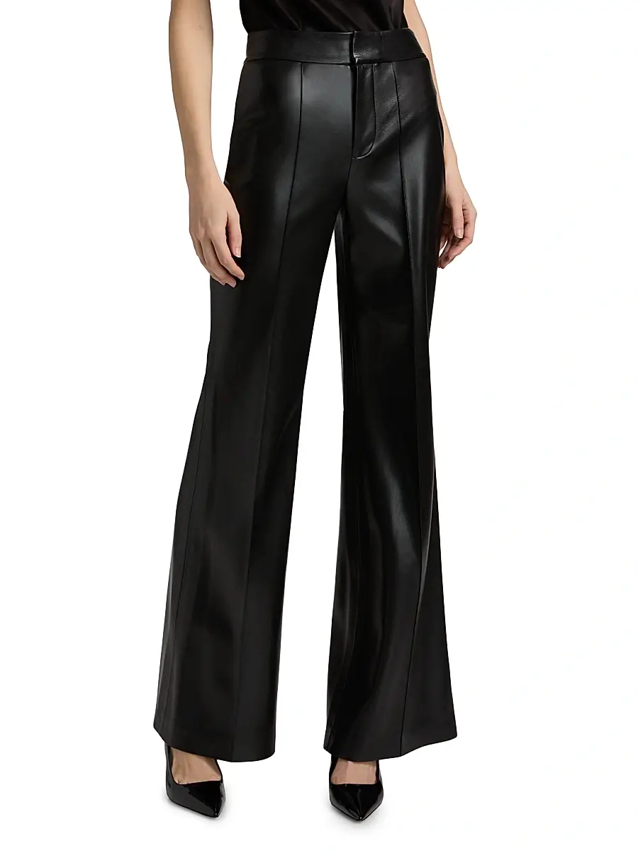 Alice + Olivia Women's Dylan Wide-Leg Faux Leather Pants | Thumbnail 3 Alice + Olivia Women's Dylan Wide-Leg Faux Leather Pants | Thumbnail 3