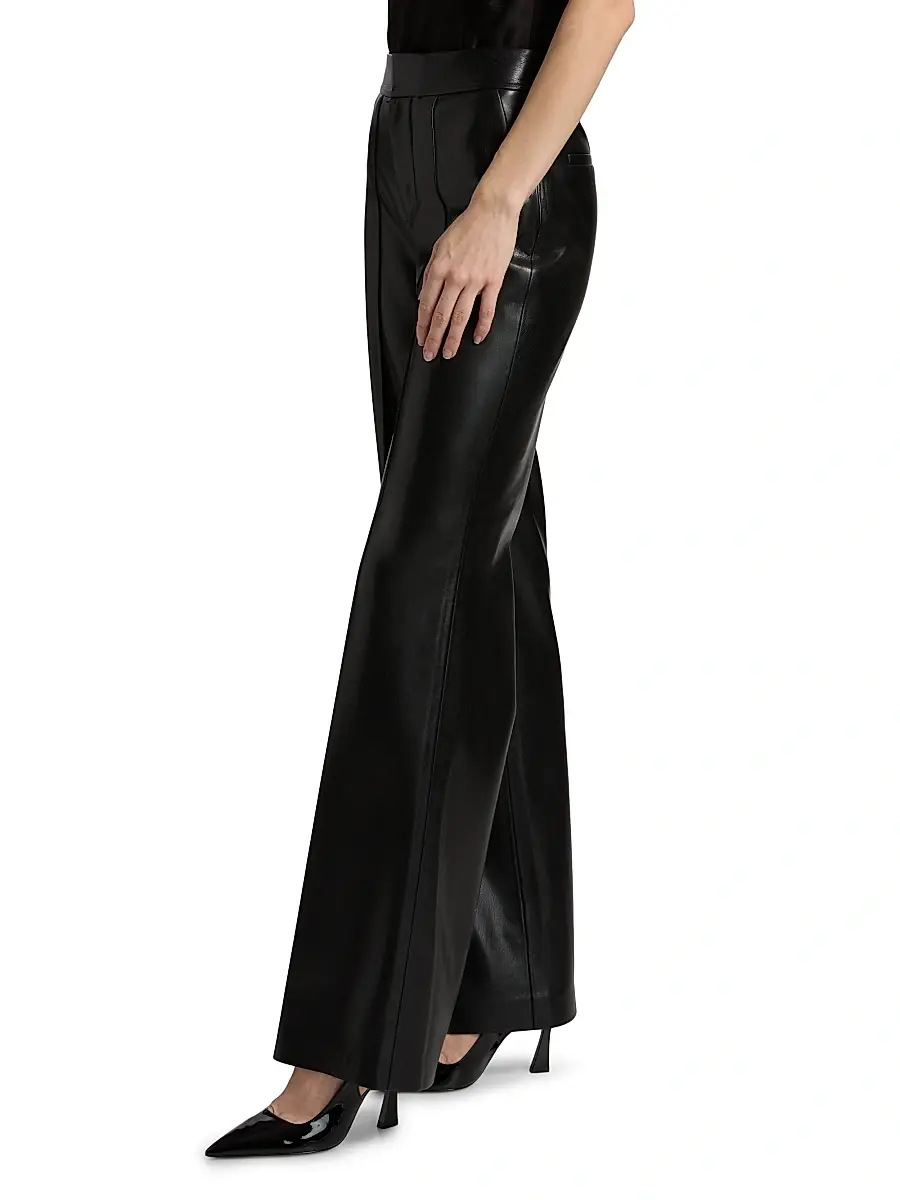 Alice + Olivia Women's Dylan Wide-Leg Faux Leather Pants | Thumbnail 4 Alice + Olivia Women's Dylan Wide-Leg Faux Leather Pants | Thumbnail 4