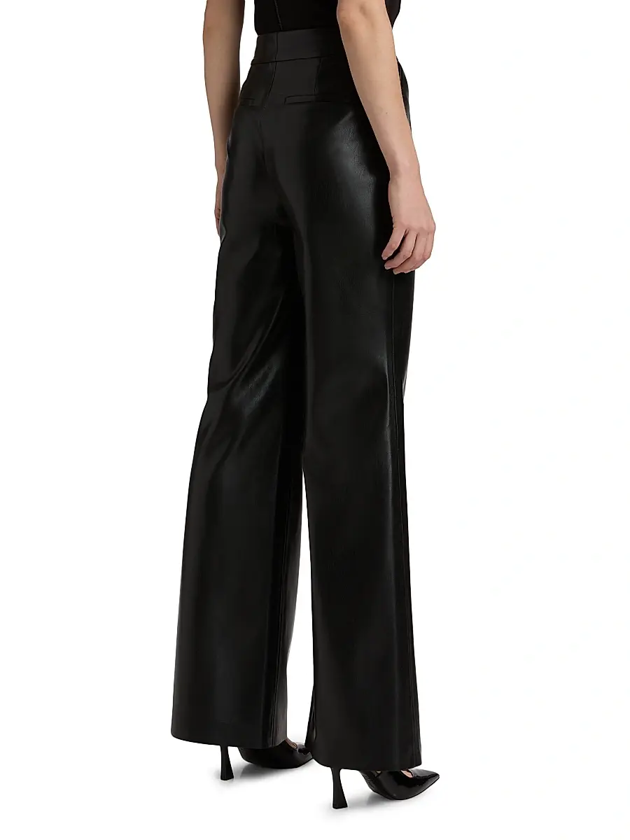 Alice + Olivia Women's Dylan Wide-Leg Faux Leather Pants | Thumbnail 5 Alice + Olivia Women's Dylan Wide-Leg Faux Leather Pants | Thumbnail 5