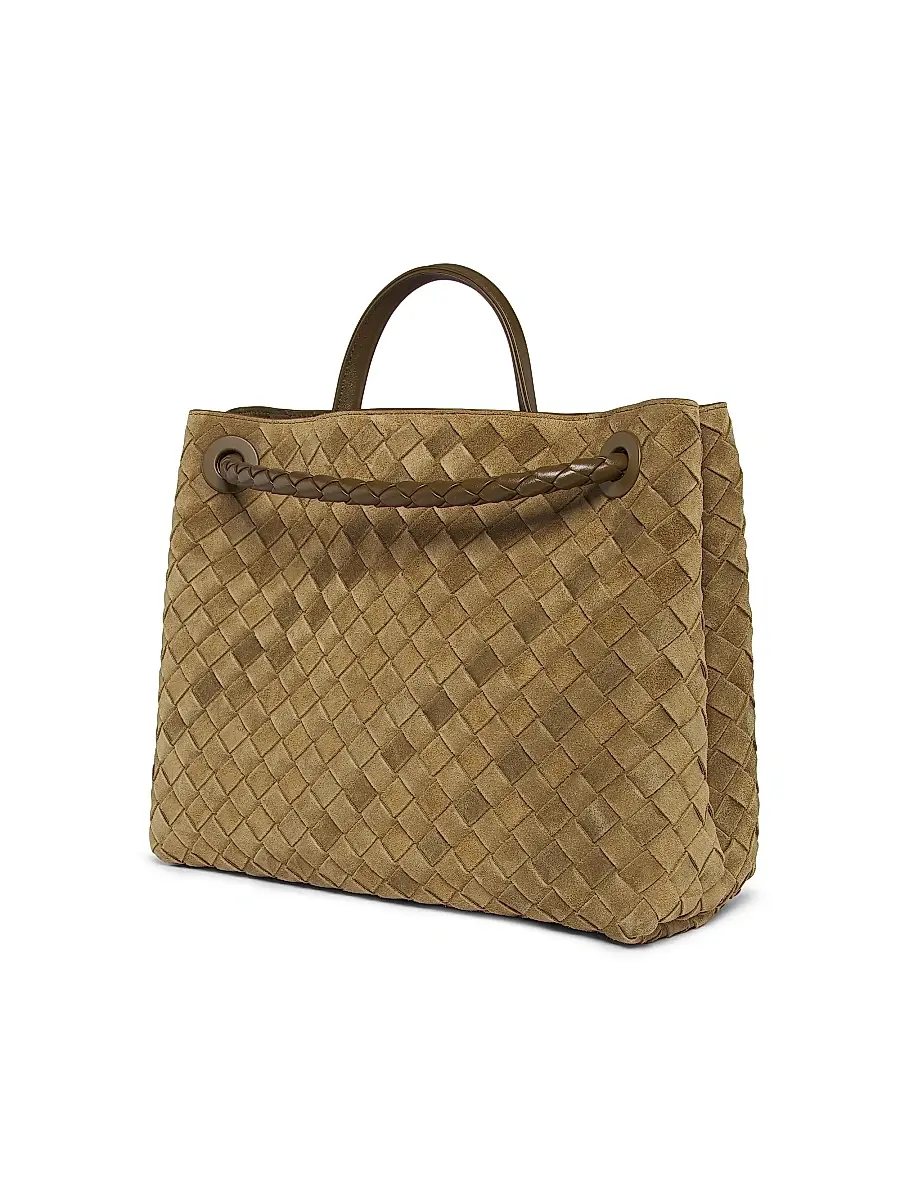 Bottega Veneta Women's Andiamo Medium Intrecciato Suede Top Handle Bag | Thumbnail 3 Bottega Veneta Women's Andiamo Medium Intrecciato Suede Top Handle Bag | Thumbnail 3