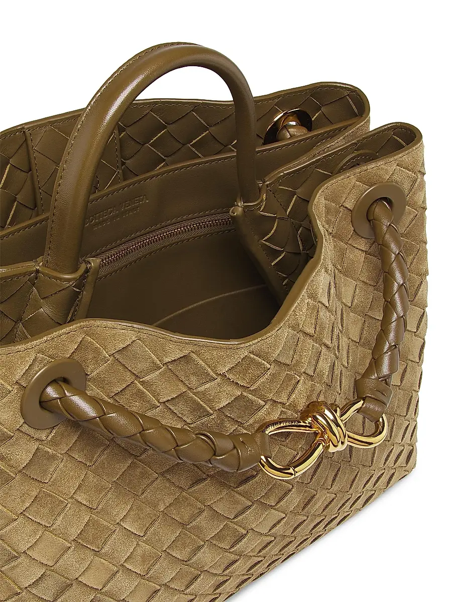 Bottega Veneta Women's Andiamo Medium Intrecciato Suede Top Handle Bag | Thumbnail 4 Bottega Veneta Women's Andiamo Medium Intrecciato Suede Top Handle Bag | Thumbnail 4