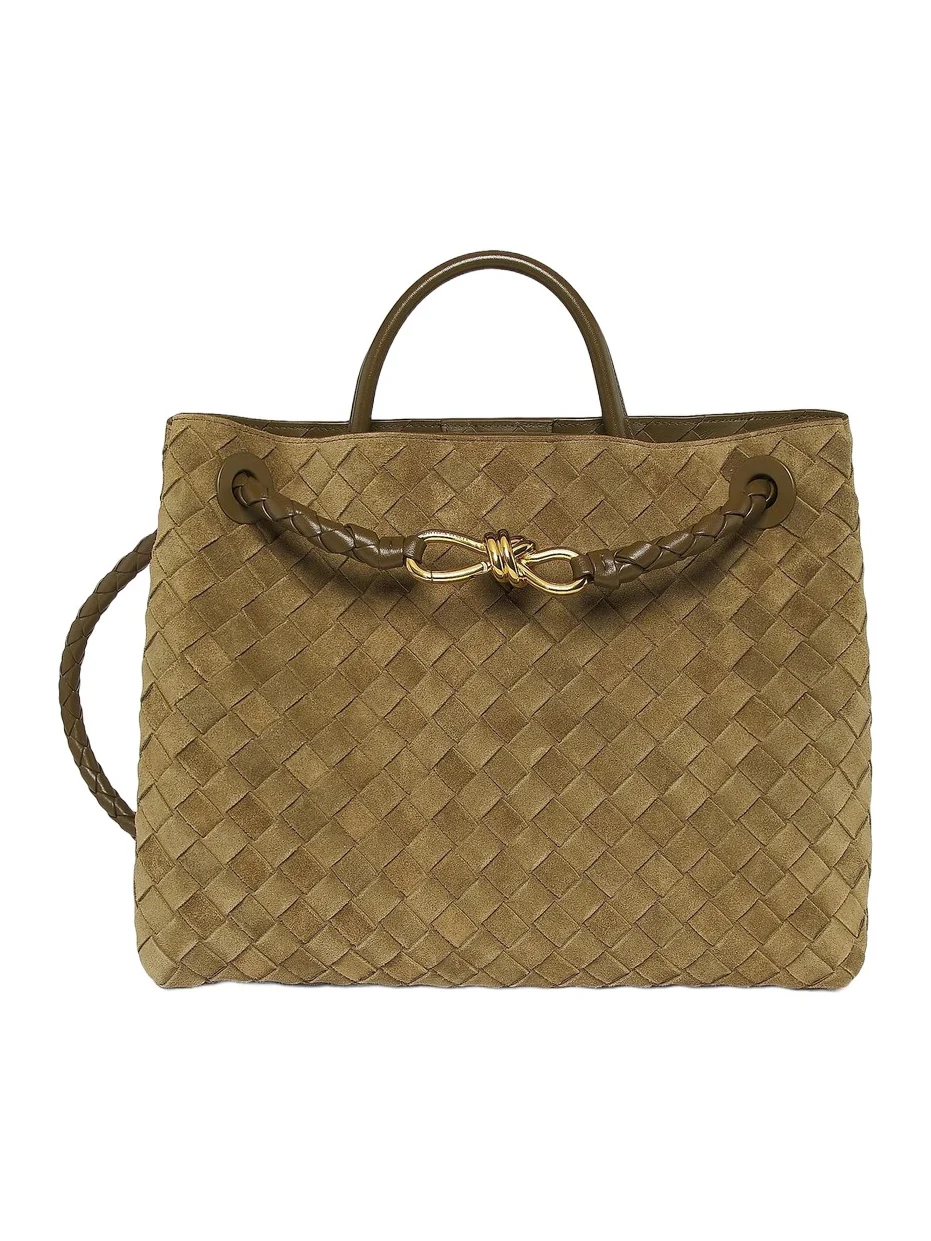 Women's Andiamo Medium Intrecciato Suede Top Handle Bag Women's Andiamo Medium Intrecciato Suede Top Handle Bag