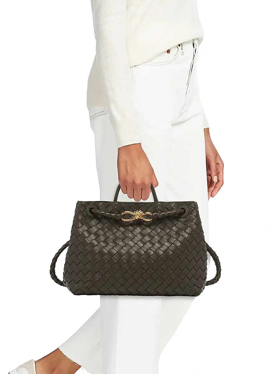 Bottega Veneta Women's Andiamo Medium Intrecciato Leather Top-Handle Bag - Kaki | Thumbnail 2 Bottega Veneta Women's Andiamo Medium Intrecciato Leather Top-Handle Bag - Kaki | Thumbnail 2