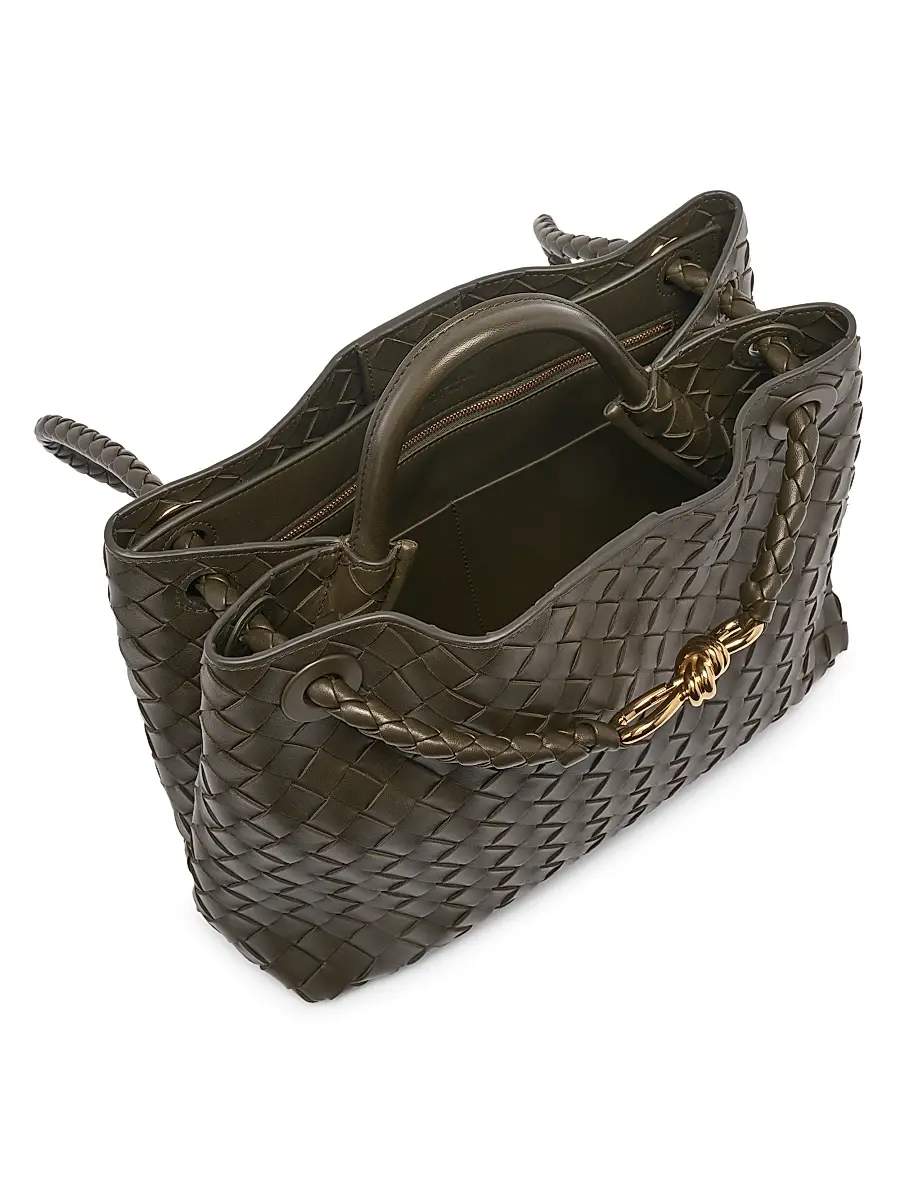 Bottega Veneta Women's Andiamo Medium Intrecciato Leather Top-Handle Bag - Kaki | Thumbnail 4 Bottega Veneta Women's Andiamo Medium Intrecciato Leather Top-Handle Bag - Kaki | Thumbnail 4