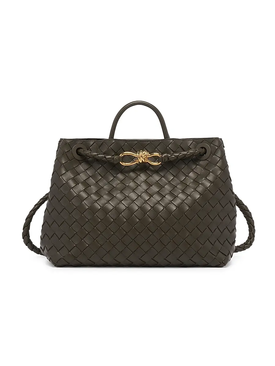 Bottega Veneta Women's Andiamo Intrecciato Leather Top-Handle Bag - Kaki | Image 1 Bottega Veneta Women's Andiamo Intrecciato Leather Top-Handle Bag - Kaki | Image 1