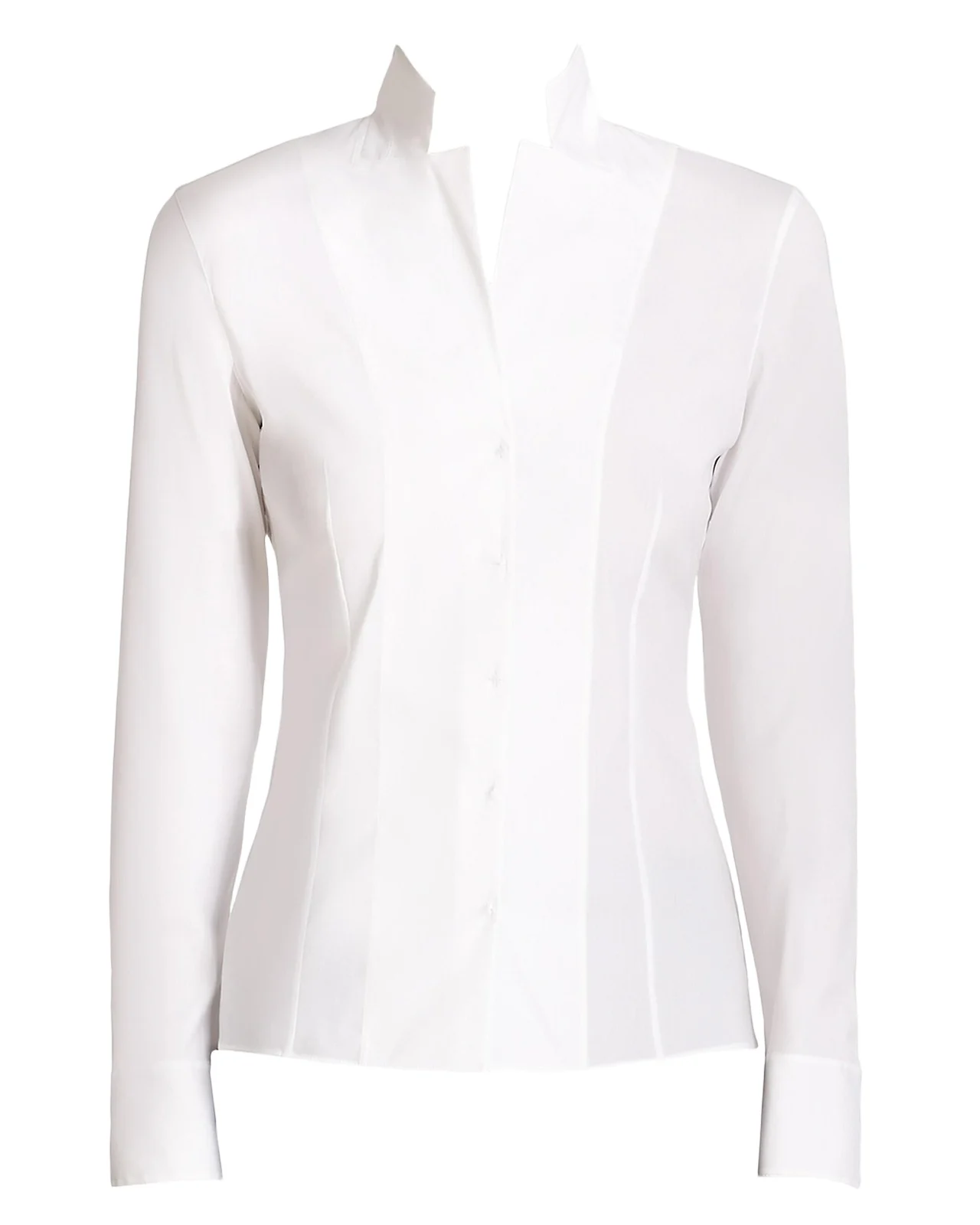 Long-Sleeve Notched-Collar Poplin Blouse Long-Sleeve Notched-Collar Poplin Blouse