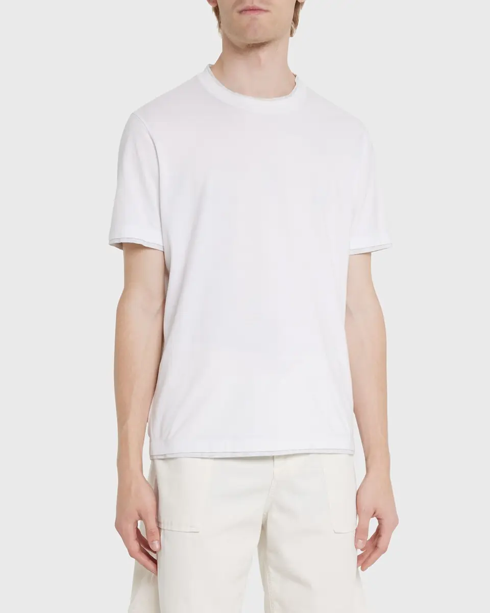 Brunello Cucinelli Men's Marled Crewneck T-Shirt | Thumbnail 3 Brunello Cucinelli Men's Marled Crewneck T-Shirt | Thumbnail 3