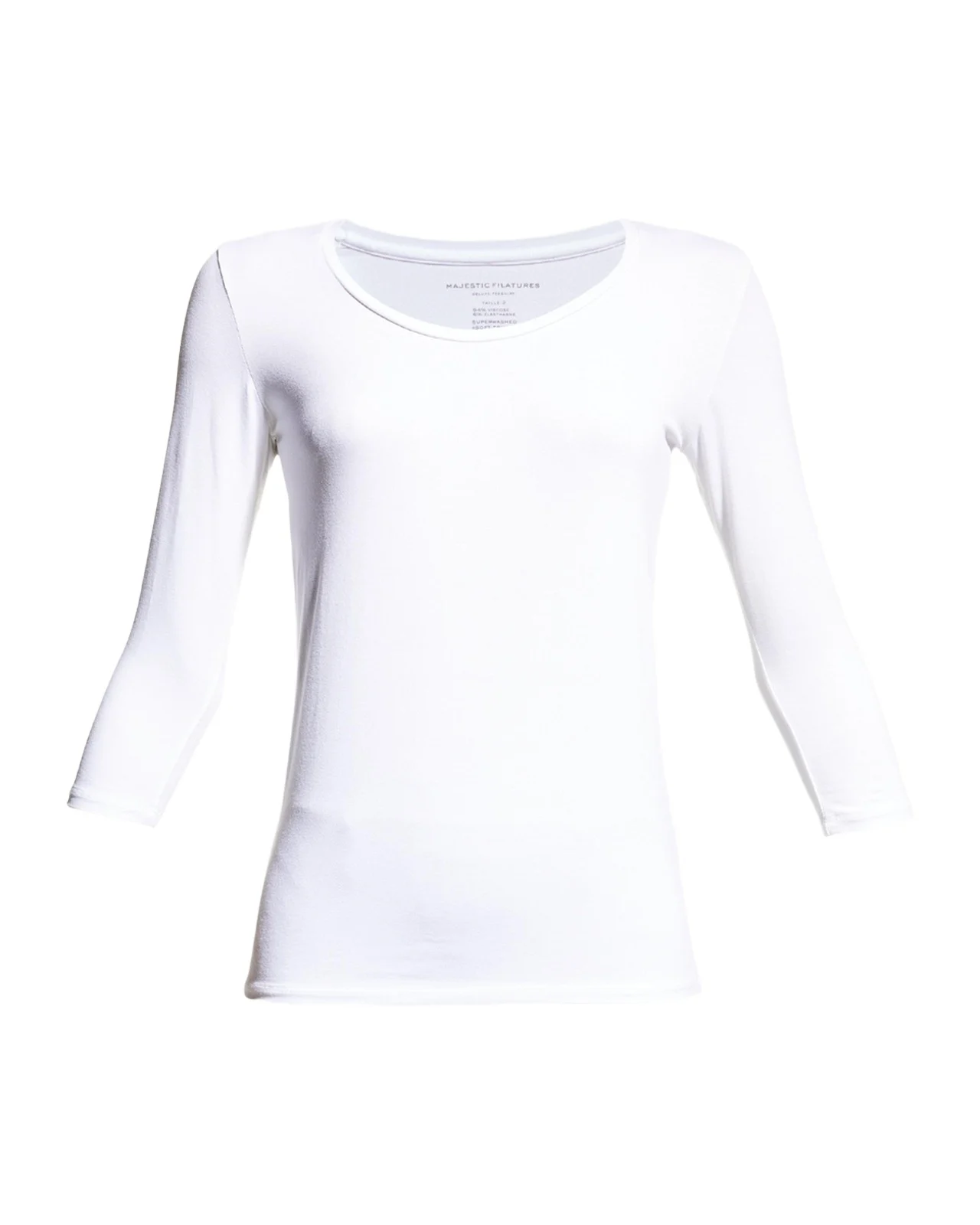 MAJESTIC FILATURES Soft Touch 3/4-Sleeve Scoop-Neck Tee