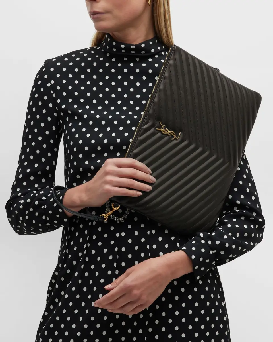 Saint Laurent Cassandre YSL Monogram Large Pouch in Smooth Leather | Thumbnail 4 Saint Laurent Cassandre YSL Monogram Large Pouch in Smooth Leather | Thumbnail 4