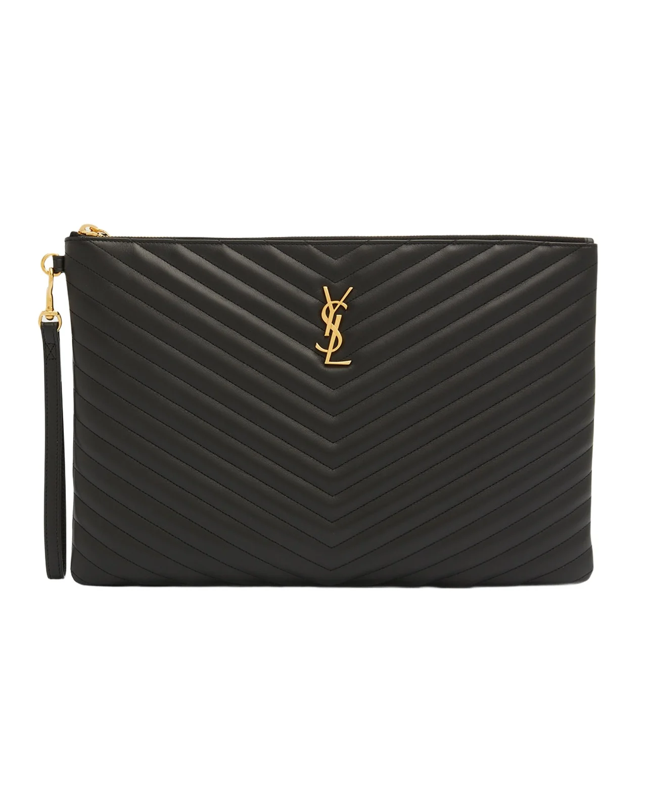 Saint Laurent Cassandre YSL Monogram Large Pouch in Smooth Leather