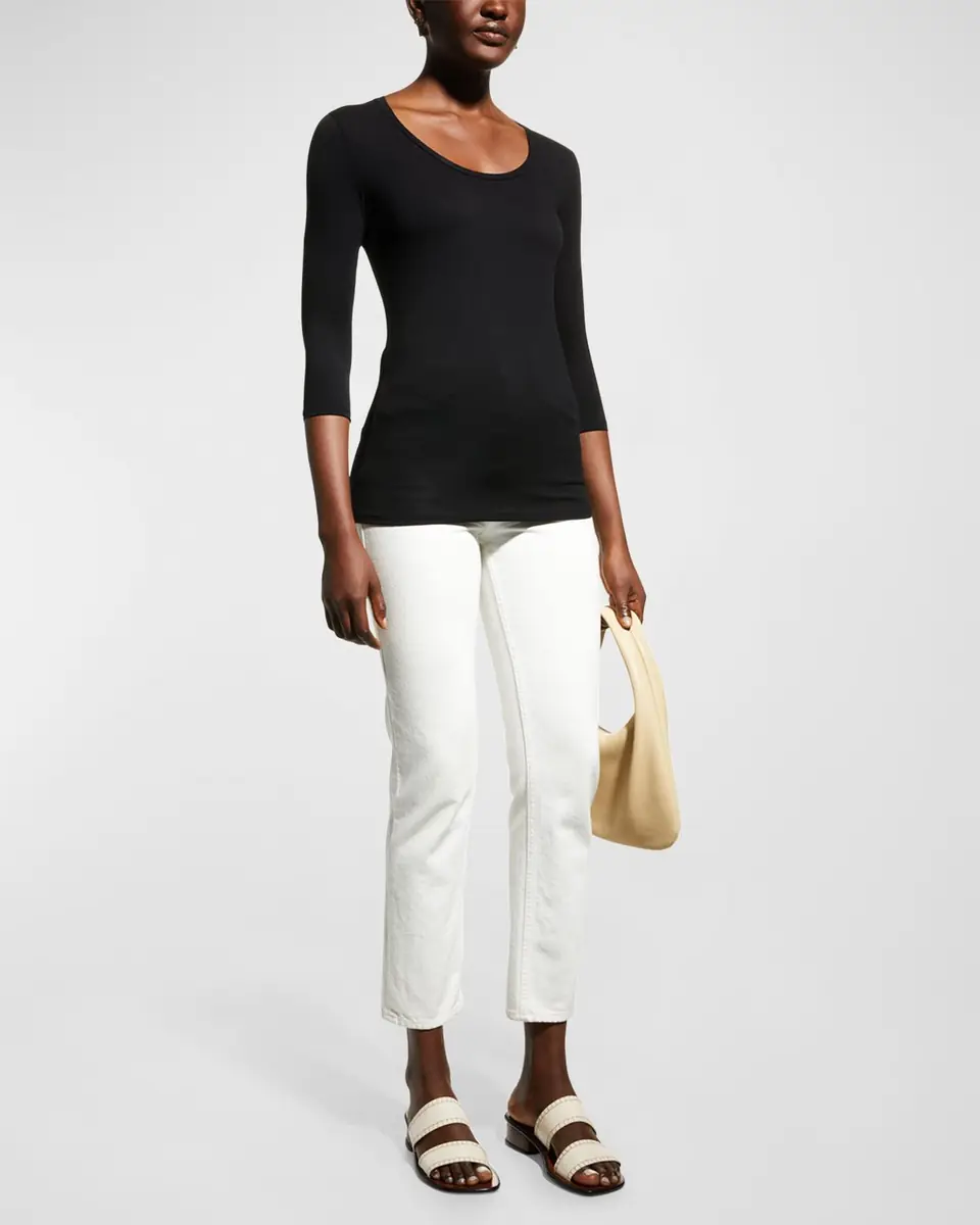 MAJESTIC FILATURES Soft Touch 3/4-Sleeve Scoop-Neck Tee | Thumbnail 2