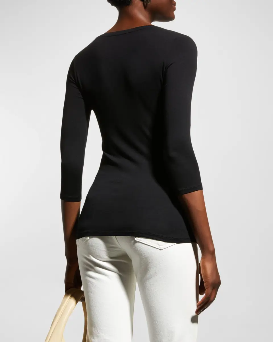 MAJESTIC FILATURES Soft Touch 3/4-Sleeve Scoop-Neck Tee | Thumbnail 3