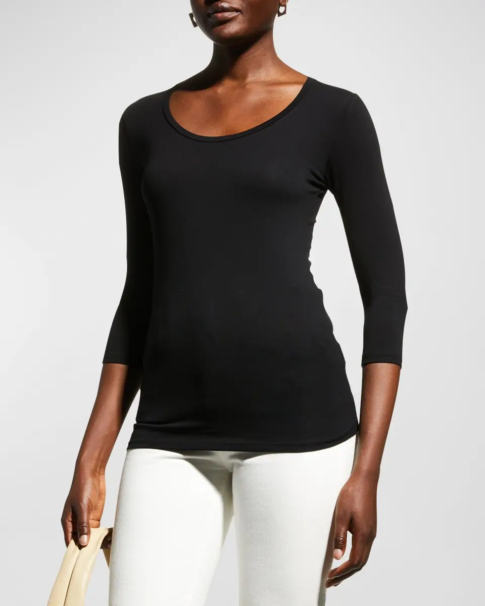 MAJESTIC FILATURES Soft Touch 3/4-Sleeve Scoop-Neck Tee | Thumbnail 4