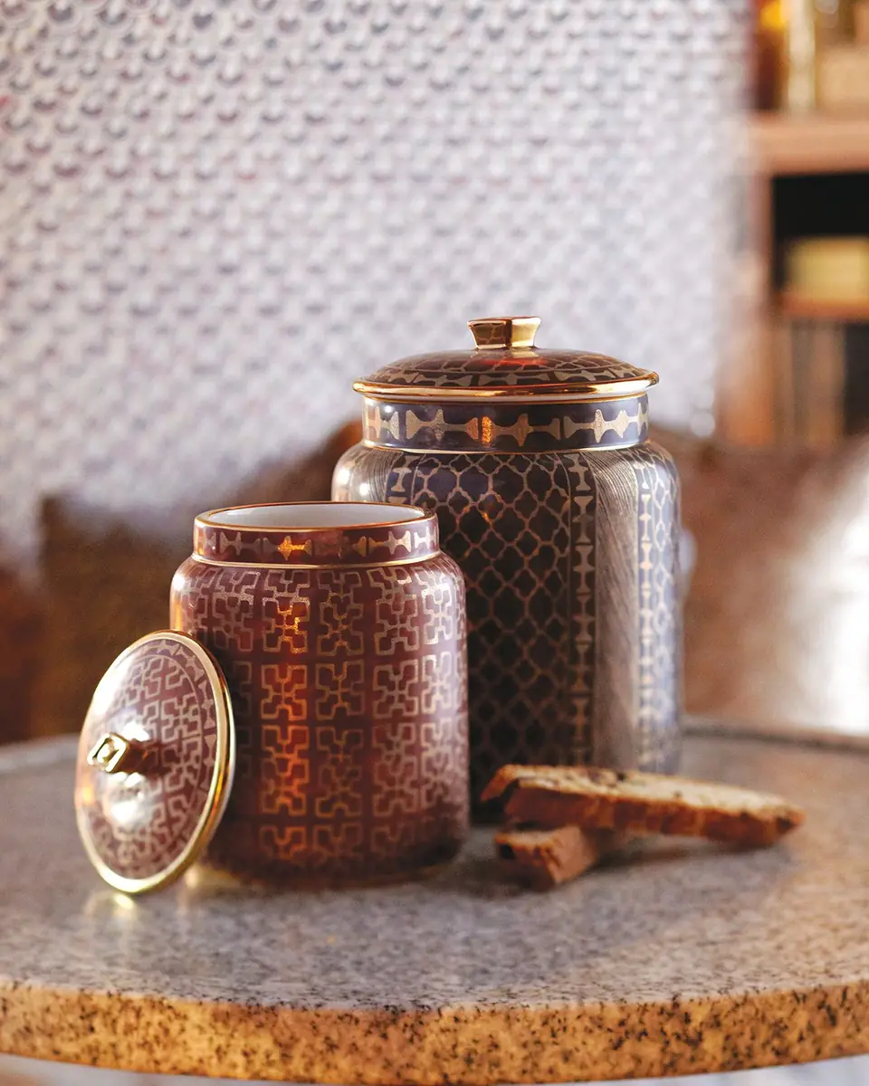 L'Objet x Fortuny Ashanti Medium Canister, 9" | Thumbnail 2 L'Objet x Fortuny Ashanti Medium Canister, 9" | Thumbnail 2