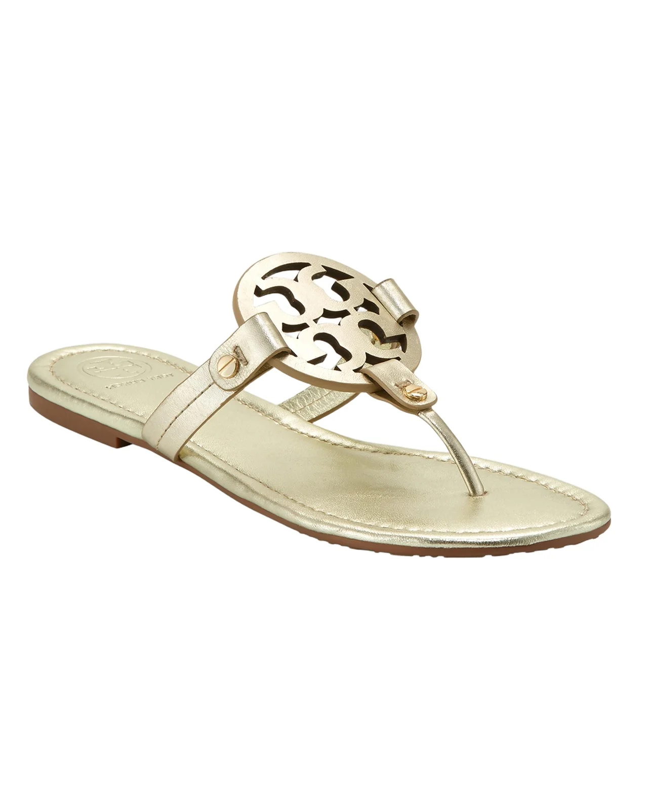 Tory Burch Miller Metallic Logo Thong Sandals