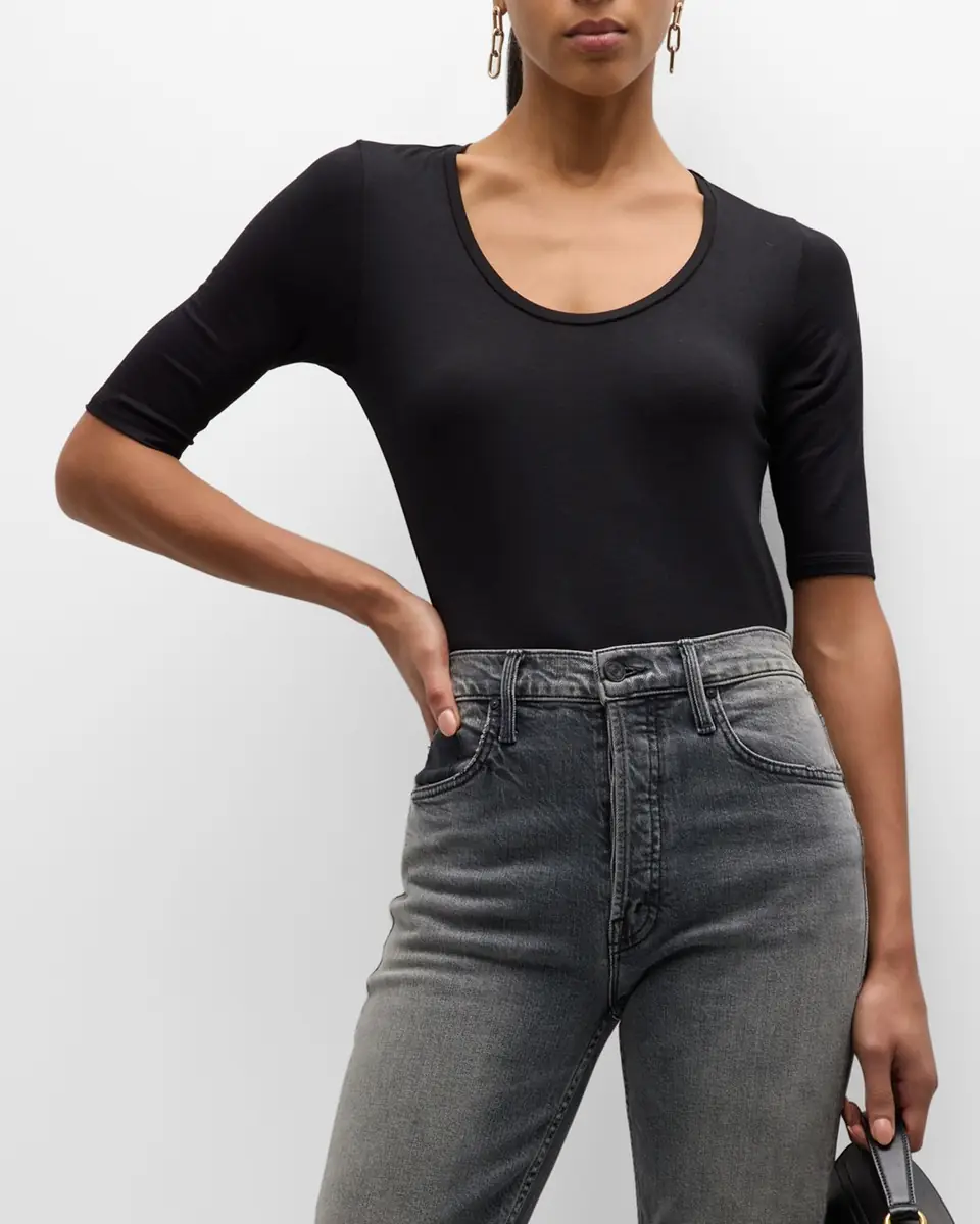 MAJESTIC FILATURES Soft Touch Half-Sleeve Scoop-Neck Top | Thumbnail 4 MAJESTIC FILATURES Soft Touch Half-Sleeve Scoop-Neck Top | Thumbnail 4