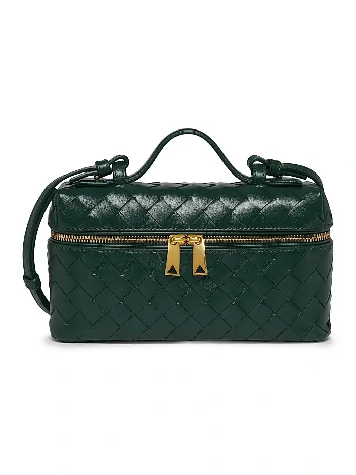 Women's Bang Bang Intrecciato Leather Crossbody Vanity Case Bag Women's Bang Bang Intrecciato Leather Crossbody Vanity Case Bag