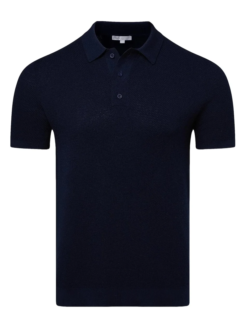 Men's Textured Knit Polo Shirt