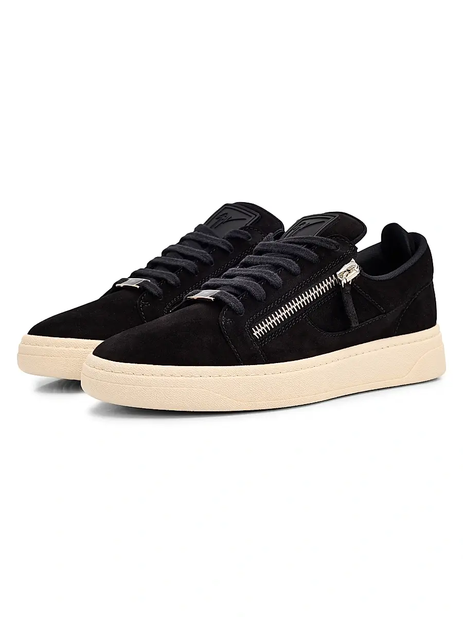 Giuseppe Zanotti Men's Double-Zip Suede Low-Top Sneakers | Thumbnail 2 Giuseppe Zanotti Men's Double-Zip Suede Low-Top Sneakers | Thumbnail 2